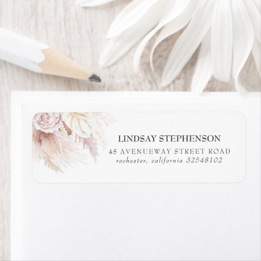 Anthuriums en Dusty Roos Flowers Pampas Grass Etiket (Insitu)