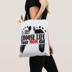 Anti-abortusquote met voetafdrukjes van baby tote bag
