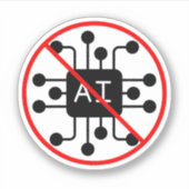 Anti AI Zero No Artificial Intelligence Sticker (Voorkant)