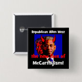 anti Allen West Vierkante Button 5,1 Cm (Voorkant /achterkant)