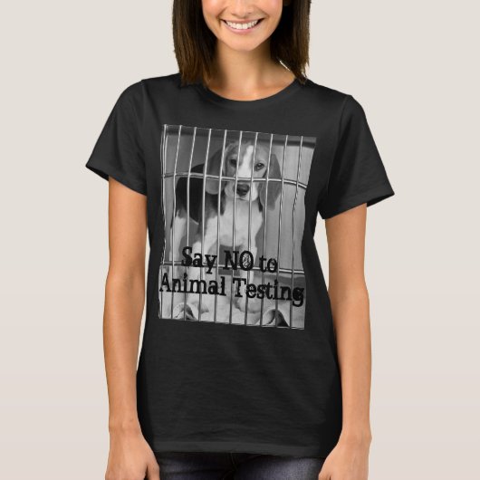 Anti-Animal Testing Beagle Dames Basic T-shirt (Voorkant)