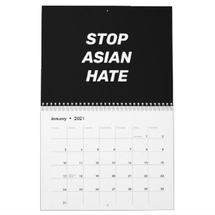 Anti-Aziatische Hate zwarte en witte moderne typog Kalender