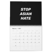 Anti-Aziatische Hate zwarte en witte moderne typog Kalender (Feb 2027)