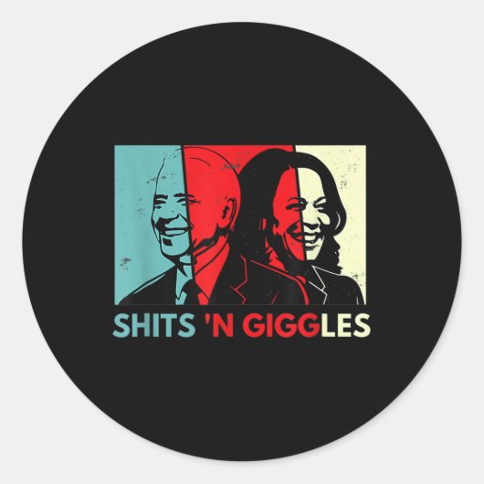 Anti Biden Harris S &#';n Giggles Politieke Gift 1 Ronde Sticker (Voorkant)