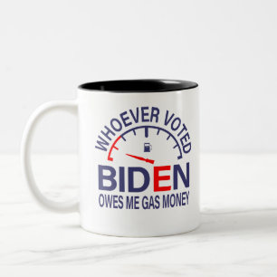 Anti-Biden Voter is eigenaar van mijn gasgeld Tweekleurige Koffiemok
