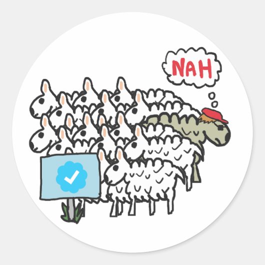 Anti-blauw vinkje ronde sticker (Voorkant)