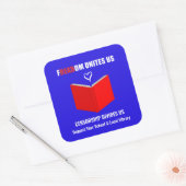 Anti Boek het Verbannen Logo Stijl Vierkante Sticker (Envelop)