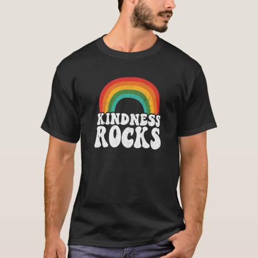 Anti Bullying Hippie Retro Teacher Rainbow Kindnes T-shirt (Voorkant)