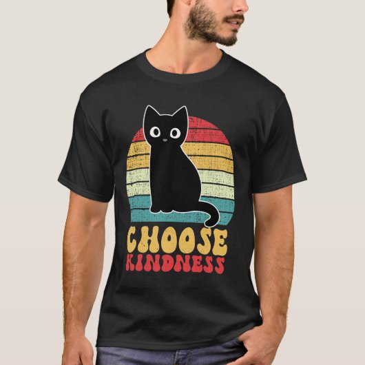 Anti Bullying Rainbow Peace Kind Hippie Cat Choose T-shirt (Voorkant)