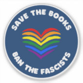 Anti-censuurboek Verbod Ronde Regenboog Hart Sticker (Voorkant)