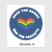 Anti-censuurboek Verbod Ronde Regenboog Hart Sticker (Vel)