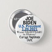 Anti-democratische president Biden BEWERK Naam Ronde Button 5,7 Cm (Voorkant /achterkant)