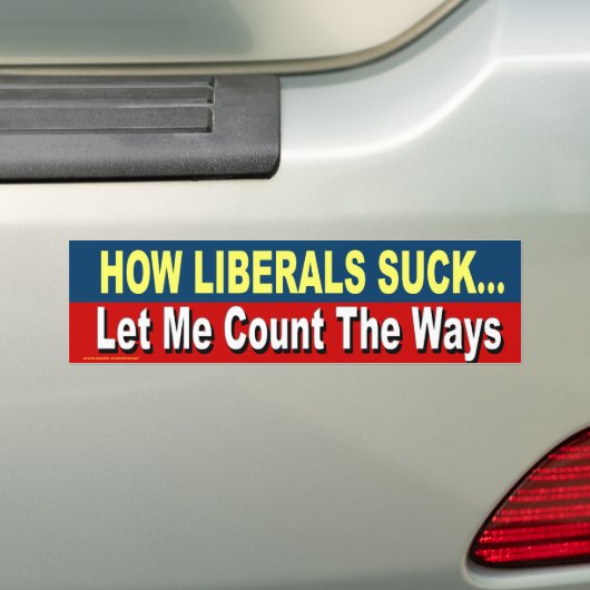 Anti-democratische sticker "How Liberals Suck.." (Op auto)