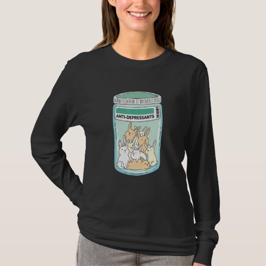 Anti Depressants Bunnies Awareness Support Mental  T-shirt (Voorkant)