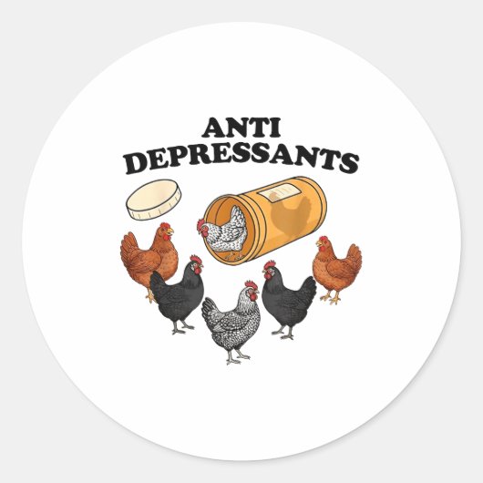 Anti Depressants Chicken  Ronde Sticker (Voorkant)