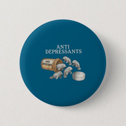 Anti Depressants Manatees  Ronde Button 5,7 Cm (Voorkant)