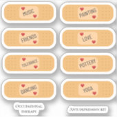 Anti-depressie bandaid kit Custom Vinyl Sticker (Voorkant)
