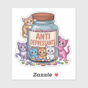 Anti-depressiva kruik vol met Kittens Sticker