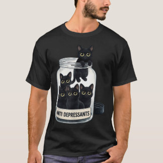 Anti depressiva Mooie Zwarte Katten In T-shirt