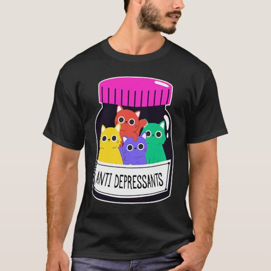 Anti-depressiva Pill box met katten Antidepressivu T-shirt (Voorkant)