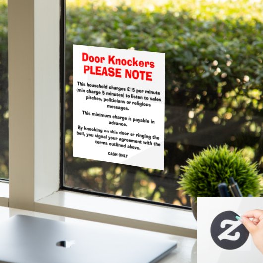 Anti-deurklokkersbord Raamsticker (Kantoor)