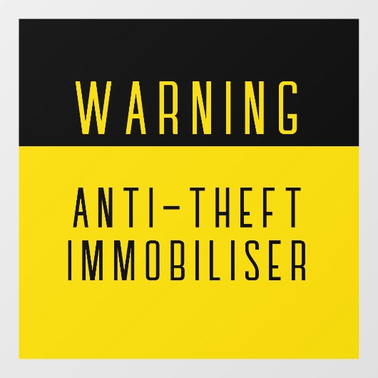 ANTI-DIEFSTAL IMMOBILIZER VEILIGHEIDSTEKEN AUTO BO RAAMSTICKER (Vel)