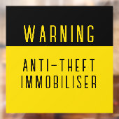 ANTI-DIEFSTAL IMMOBILIZER VEILIGHEIDSTEKEN AUTO BO RAAMSTICKER (Vel 2)