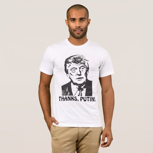 Anti-Donald Trump Funny T-shirts, BEDANKT, PUTIN! T-shirt (Voorkant volledig)