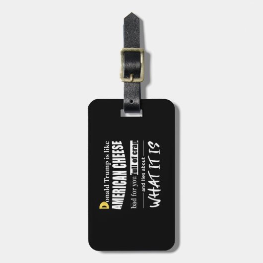Anti-Donald Trump is net als Amerikaanse Cheese Wo Bagagelabel