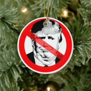 Anti Donald Trump kin gekruist gezicht Keramisch Ornament