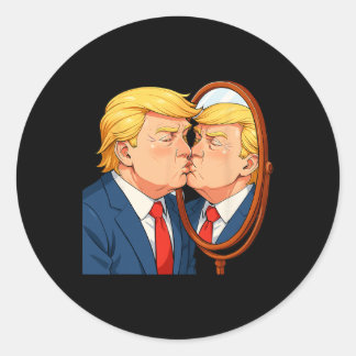 Anti-donald Trump Kissing Mirror - Narcissism Sati Ronde Sticker