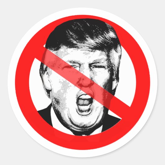 Anti Donald Trump-mond doorgestreept gezicht Ronde Sticker (Voorkant)