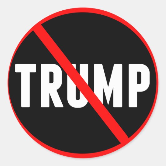 Anti-Donald Trump Red Strikethrough Ronde Sticker (Voorkant)