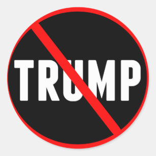 Anti-Donald Trump Red Strikethrough Ronde Sticker