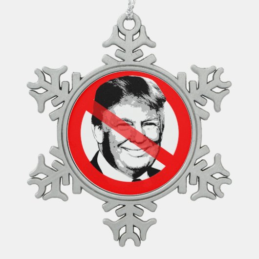 Anti Donald Trump stak zijn gezicht over Tin Sneeuwvlok Ornament (Voorkant)