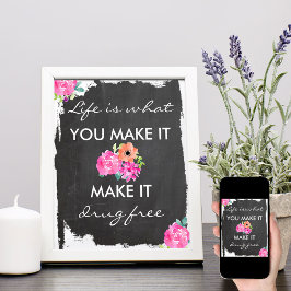 Anti-drugs Chalkboard en Floral Awareness Poster