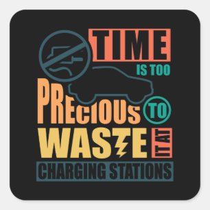 Anti-elektrische auto laadstations vierkante sticker