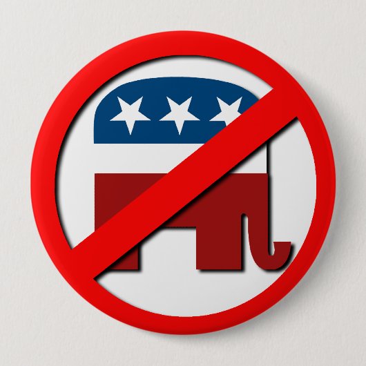 ANTI-ELEPHANT / ANTIREPUBLIEK RONDE BUTTON 4,0 CM (Voorkant)