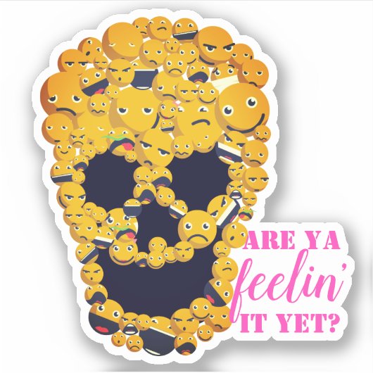 Anti emoji emoticon schedel sticker (Voorkant)