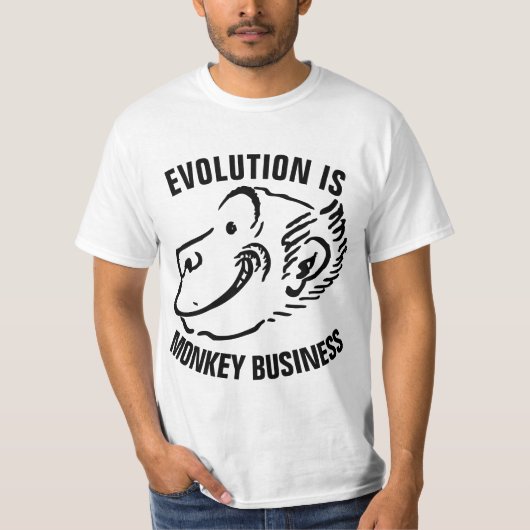 ANTI-EVOLUTION Christelijke T-shirts, MONKEY BUSIN T-shirt (Voorkant)