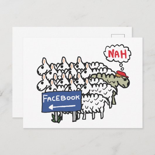 Anti-Facebook Briefkaart (Voorkant / Achterkant)