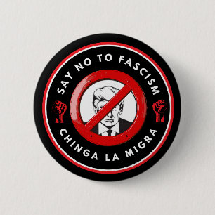 Anti-fascisme denim jas ronde button 5,7 cm