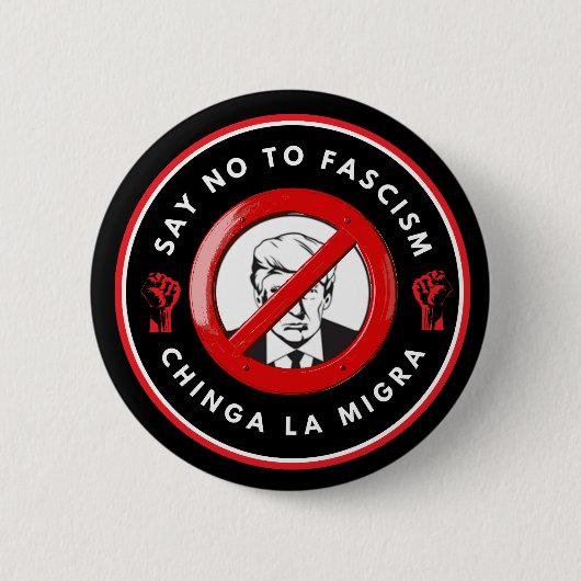 Anti-fascisme denim jas ronde button 5,7 cm (Voorkant)