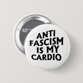 Anti Fascisme is mijn Cardio Ronde Button 5,7 Cm (Voorkant /achterkant)