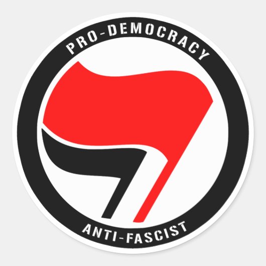 Anti-fascisme pro-democratie ronde sticker (Voorkant)