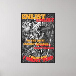 ANTI-FASCISTISCHE BRIGADE AANMELDEN KOOP OORLOGSOB CANVAS AFDRUK