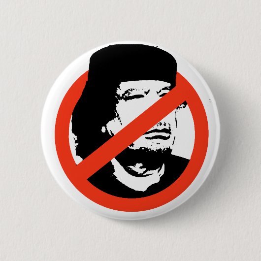 ANTI-GADDAFI RONDE BUTTON 5,7 CM (Voorkant)