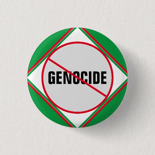 Anti-genocide Rood Groen Ronde Button 3,2 Cm (Voorkant)