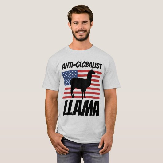 ANTI-GLOBALIST PATRIOTISCHE LLAMA T-SHIRTS (Voorkant volledig)