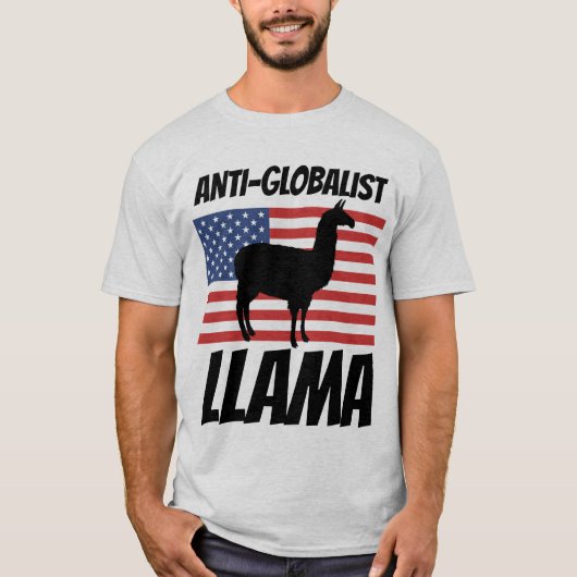 ANTI-GLOBALIST PATRIOTISCHE LLAMA T-SHIRTS (Voorkant)